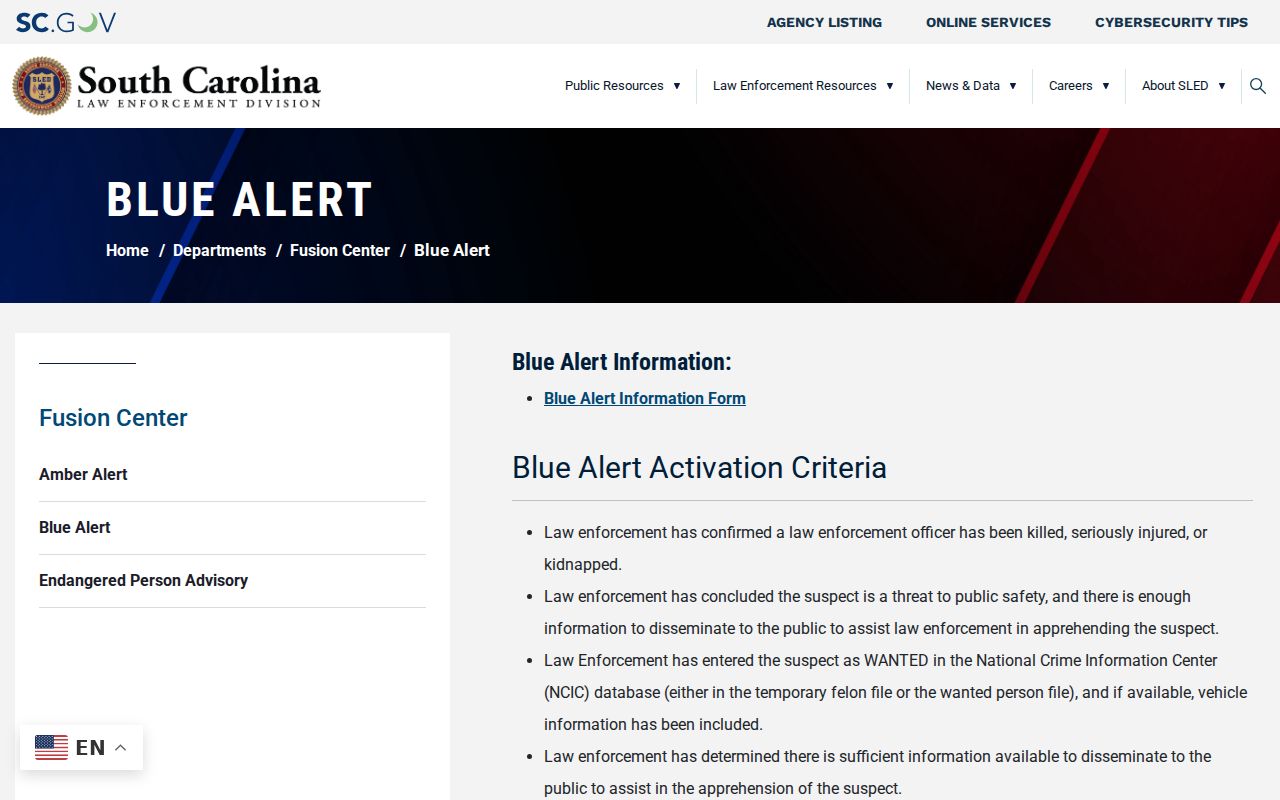Dillon County most wanted research pointing to the official SLED Blue Alert information